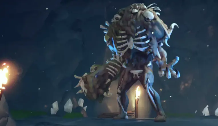 Picture of a skeleton boss in a cave inside Everlast